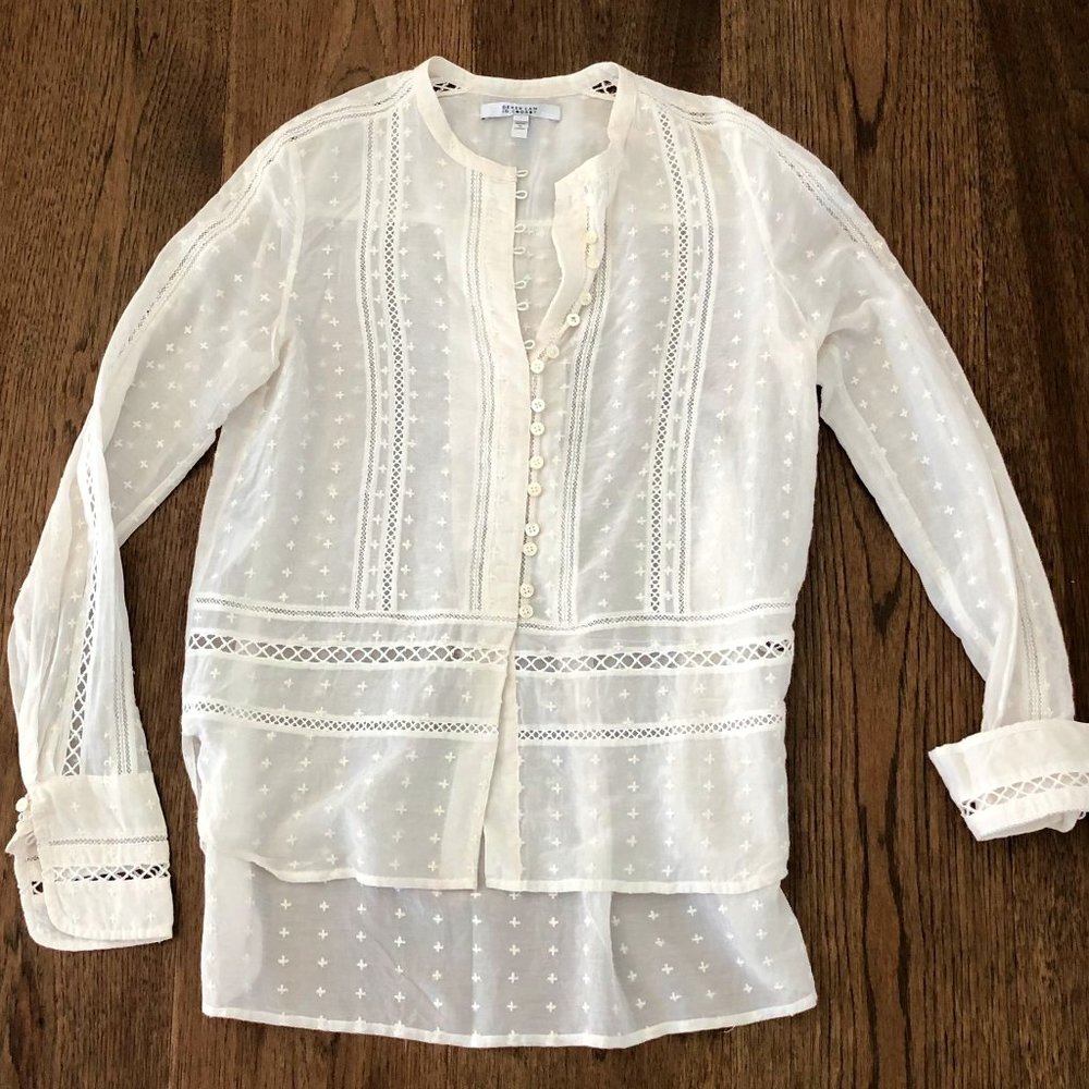 Derek Lam 10 Crosby Ivory Embroidered Eyelet Romantic Top